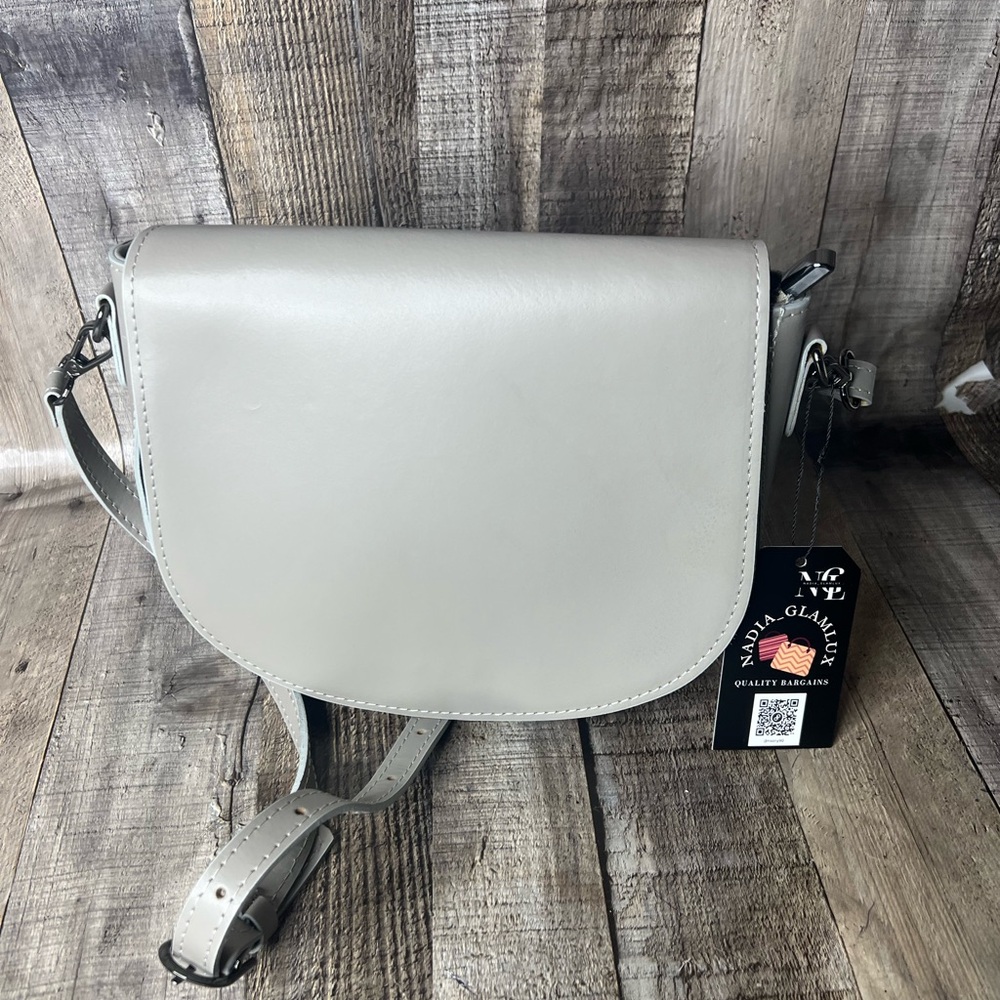 Simons Gray Real Leather Crossbody Bag
